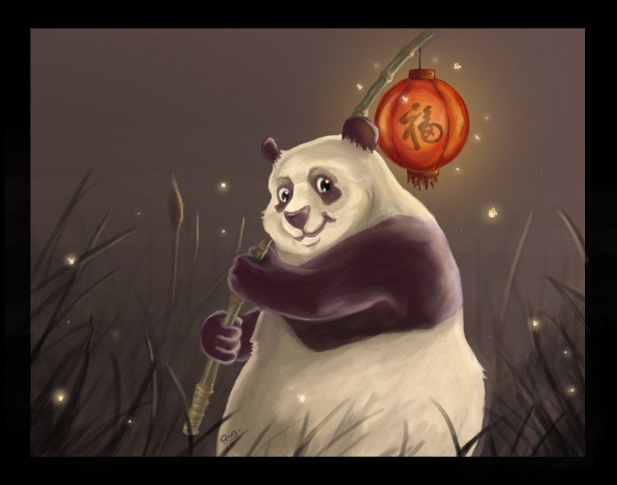 Progress 3: Panda_with_lantern